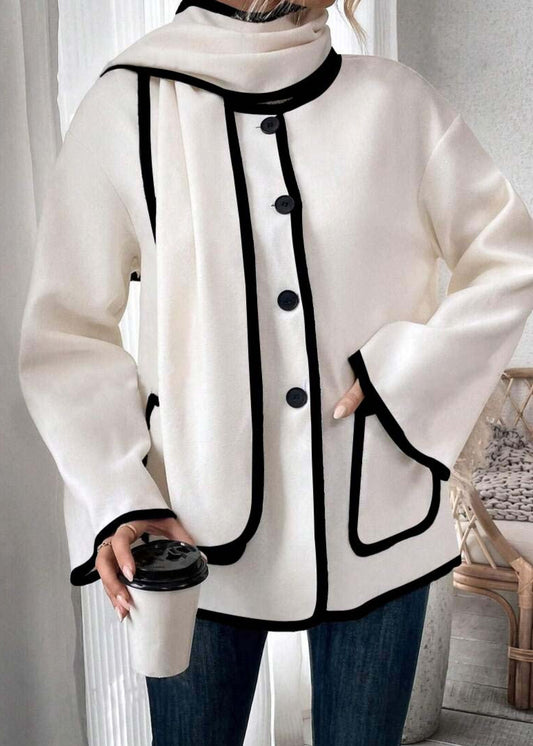 Long Sleeve Winter Trim Coat + Shawl