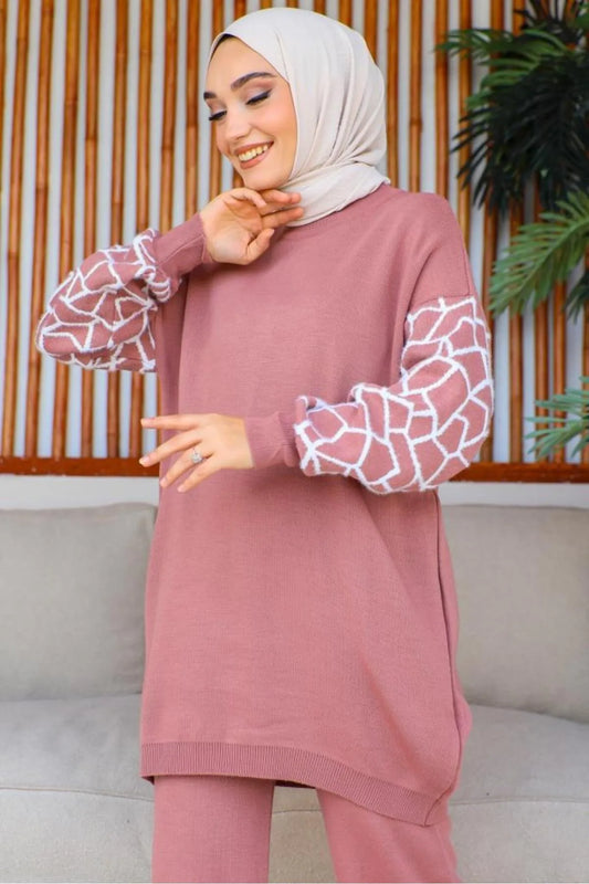 Winter Graffe Printed Long Sleeves 2 PC Co-Ord Set