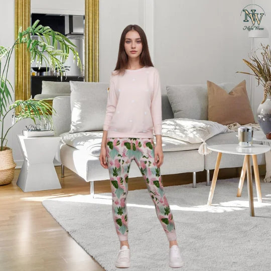 Winter Peach Pajama Printed Night Suit