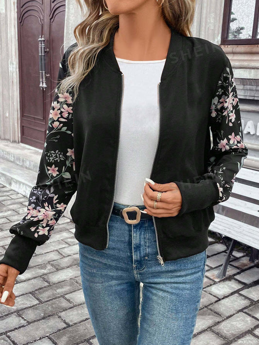 Winter Fleece Floral Printed Jacket