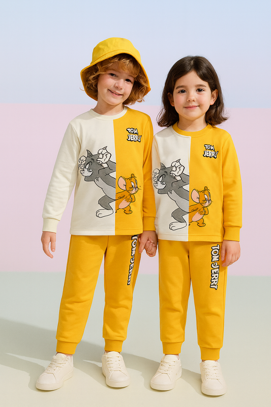 Fleece Fabric Tom and Jerry Printed Kids Winter Suit ( Each )