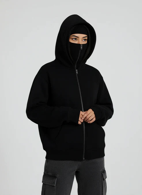 Balaclava Ninja Zipper Hoodie Jacket For Women
