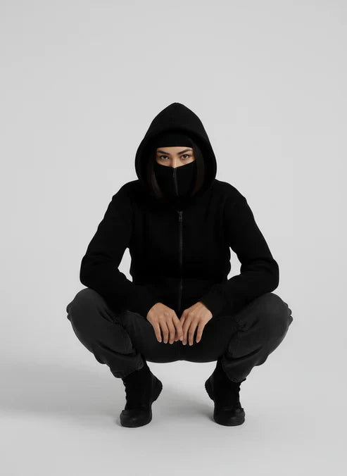 Balaclava Ninja Zipper Hoodie Jacket For Women