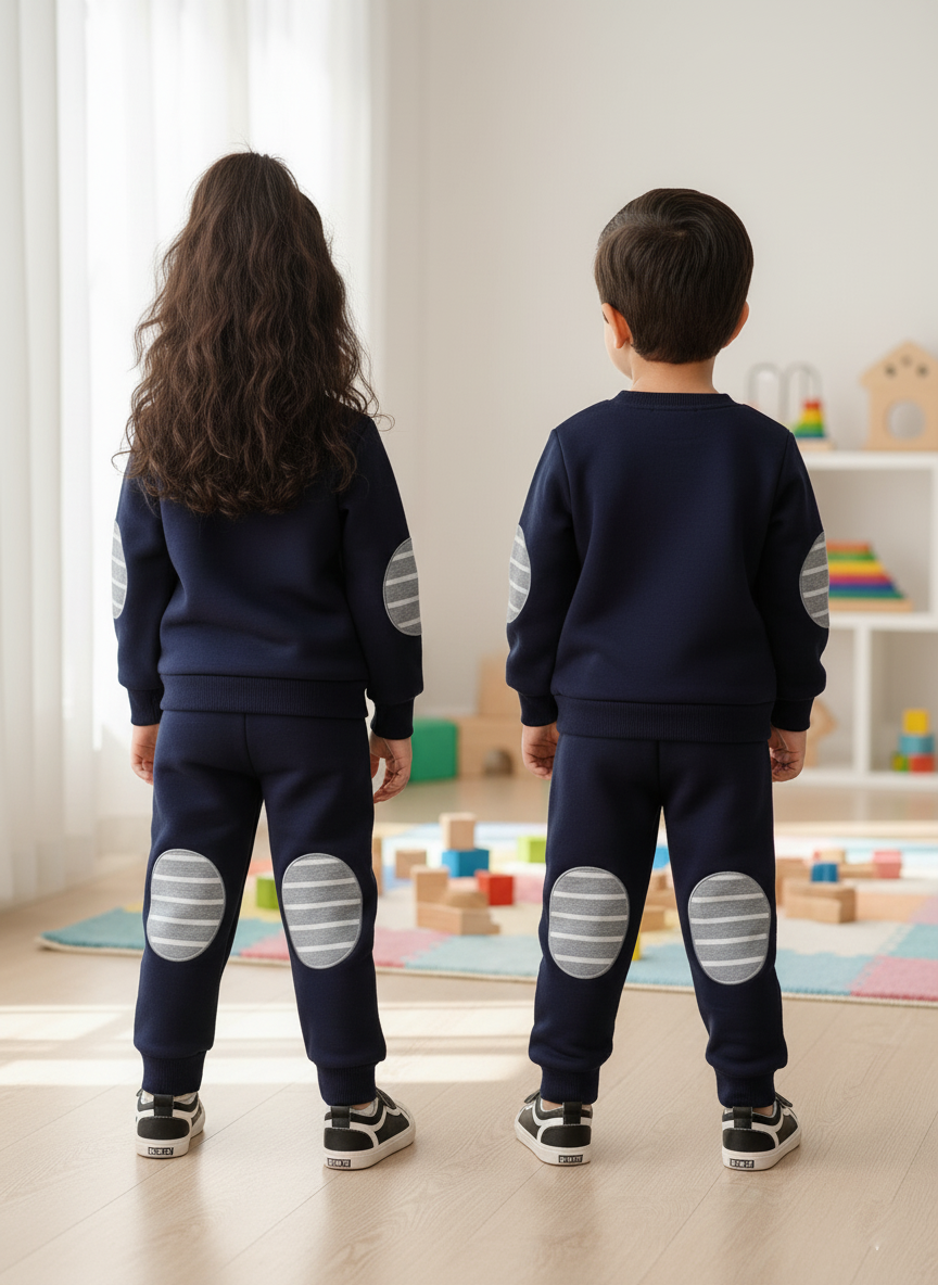Navy Blue Horse Printed Kids Winter Suit (Each)