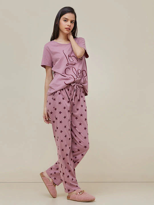 Love Sleep Printed Night Suit -